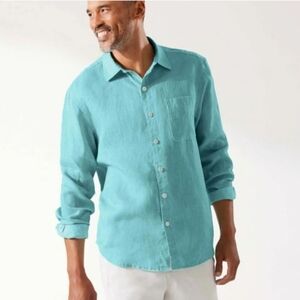 Tommy Bahama 100% Linen Seafoam Green Button-Down Shirt Size XL